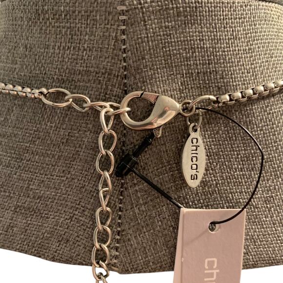 Chicos Necklace Stylus Tip Antique Silver Tone Adjustable Chain NOSZ SP21-21 NWT - Picture 6 of 6